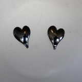 Bølgende hjerte øredobber i sølv, små, oksidert