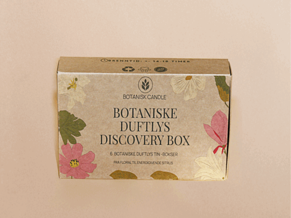 Botanisk Candle Discovery Box med 6 Tin Travel 40 g