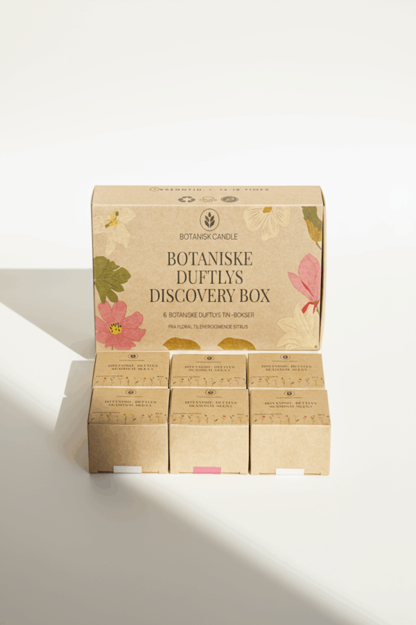 Botanisk Candle Discovery Box med 6 Tin Travel 40 g